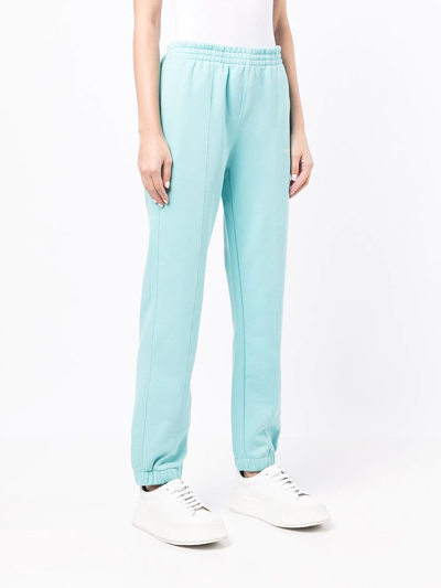 Helmut Lang Printed French Cotton-terry Track Pants In Blue