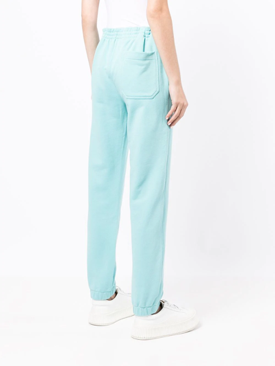 Shop Helmut Lang Logo-embroidered Cotton Track Pants In Blue