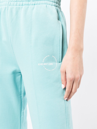 Shop Helmut Lang Logo-embroidered Cotton Track Pants In Blue