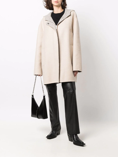 Shop Givenchy Double Face Duffle Coat In Neutrals