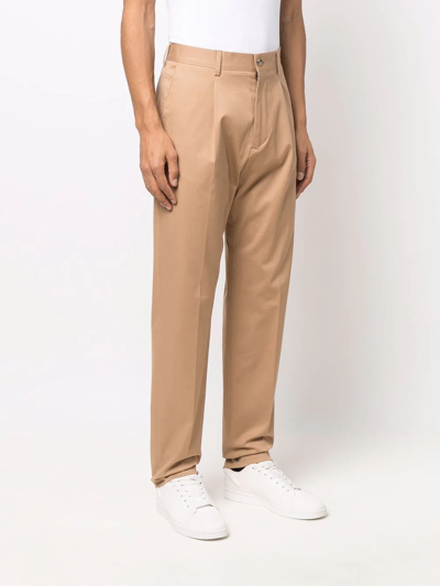 Shop Paul Smith Mid-rise Straight Trousers In Neutrals