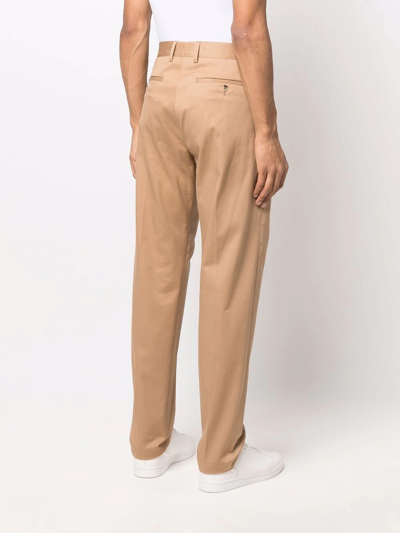 Shop Paul Smith Mid-rise Straight Trousers In Neutrals