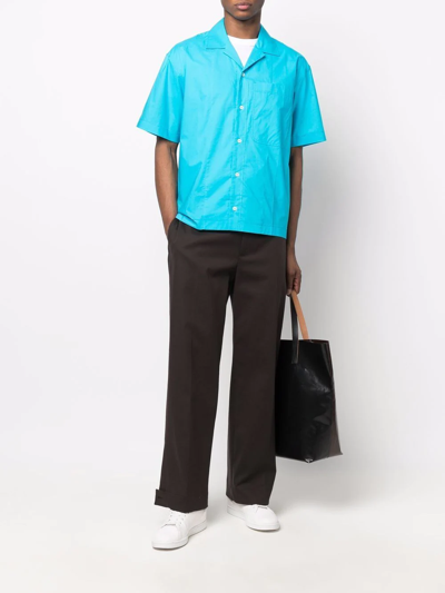 Shop Jacquemus La Chemise Blu Short-sleeved Shirt In Blue