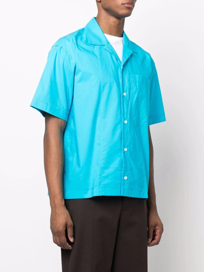 Shop Jacquemus La Chemise Blu Short-sleeved Shirt In Blue