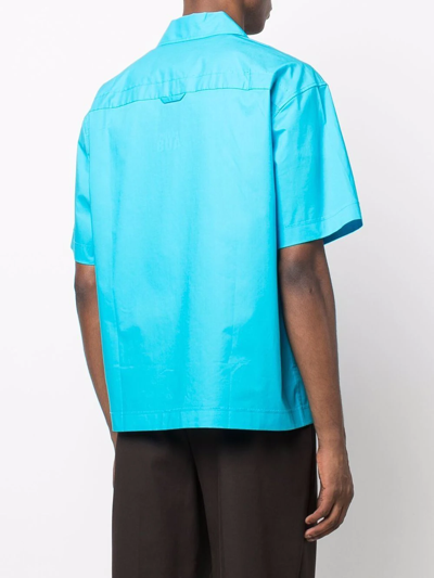 Shop Jacquemus La Chemise Blu Short-sleeved Shirt In Blue