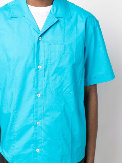 Shop Jacquemus La Chemise Blu Short-sleeved Shirt In Blue