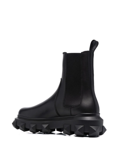 Shop Valentino Roman Stud Chelsea Boots In Black