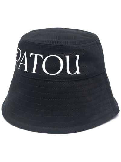 Patou Bucket Hat Cotton Curved Brim In Black