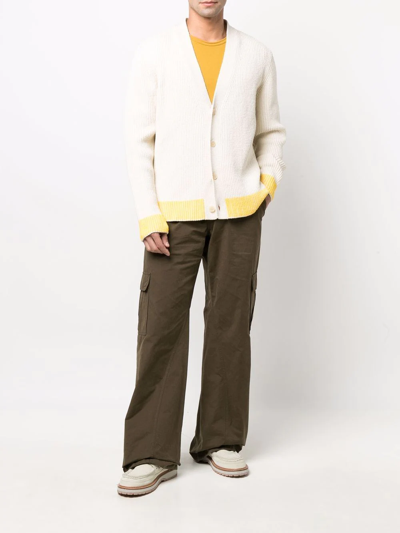 Shop Jacquemus Le Cardigan Limone Ribbed V-neck Cardigan In Neutrals