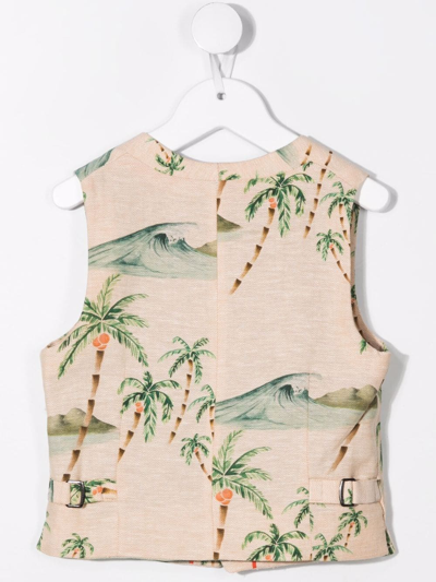 Scotch & Soda Tropical Print Waistcoat In Neutrals