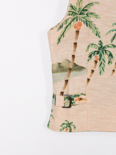 Scotch & Soda Tropical Print Waistcoat In Neutrals