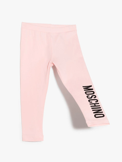 Shop Moschino Logo-print Cotton-blend Leggings In Pink