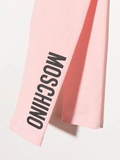 Shop Moschino Logo-print Cotton-blend Leggings In Pink