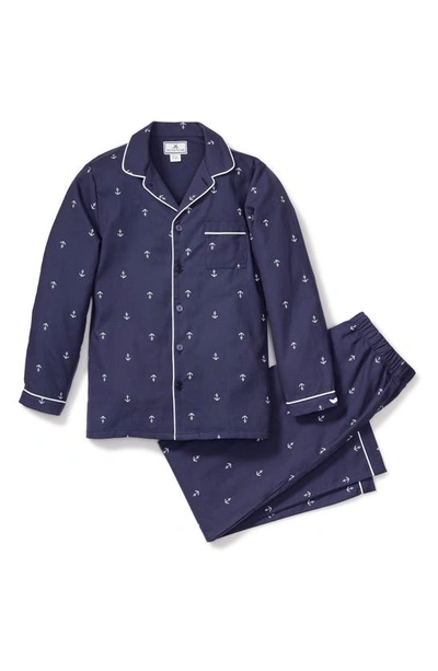 Shop Petite Plume Portsmouth Anchors Long Sleeve Two-piece Pajamas In Navy
