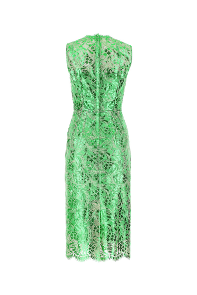 Shop Dolce & Gabbana Green Lace Sheath Dress Nd  Donna 42