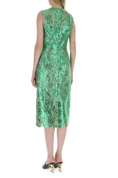 Shop Dolce & Gabbana Green Lace Sheath Dress Nd  Donna 42
