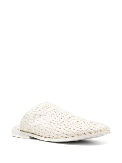 Shop Marsèll Woven Leather Mules In White