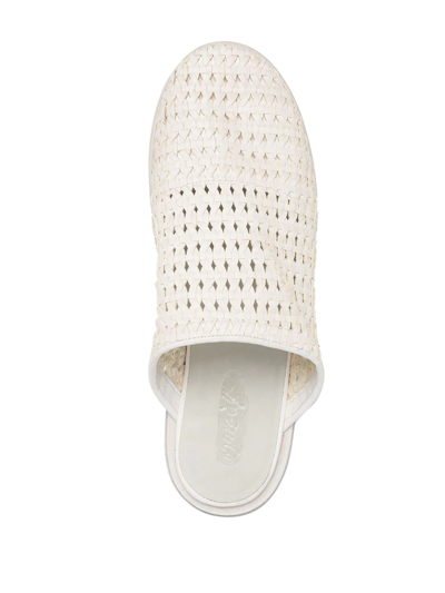 Shop Marsèll Woven Leather Mules In White