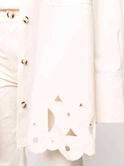 Shop Nanushka Perforated Cotton Shirt In Nude