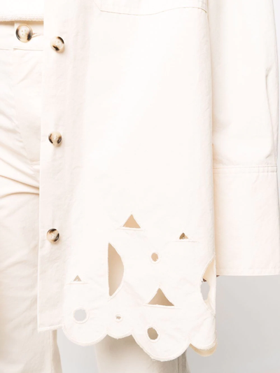 Nanushka Sabia Cutwork Button-down Shirt In Nude