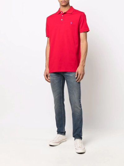 Shop Polo Ralph Lauren Embroidered-pony Polo Shirt In Rot
