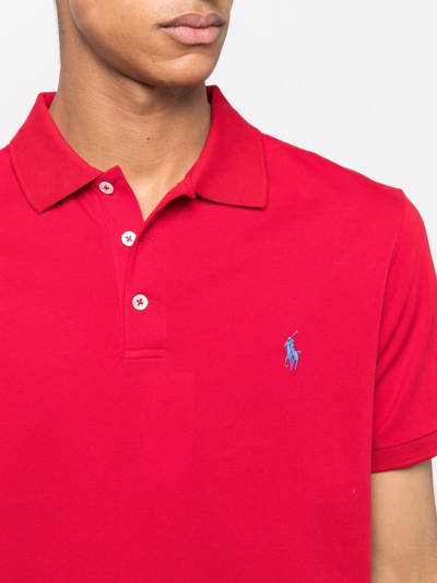 Shop Polo Ralph Lauren Embroidered-pony Polo Shirt In Rot