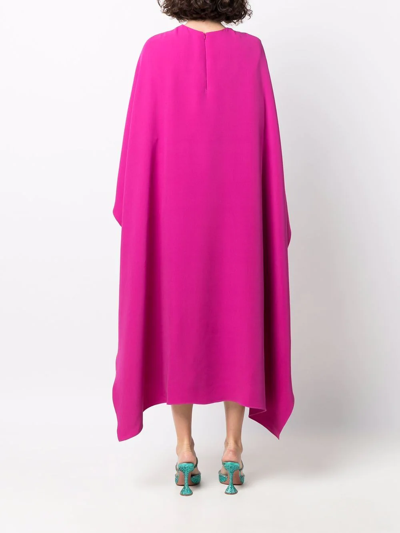 Shop Valentino Cape-design Midi Dress In Rosa