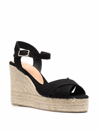 Shop Castaã±er Buckle-fastening Platform Espadrilles In Schwarz