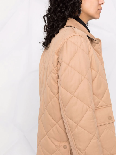 Shop Burberry Diamond-quilted Gabardine Jacket In Nude