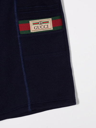 Shop Gucci Logo-patch Detail Shorts In Blue