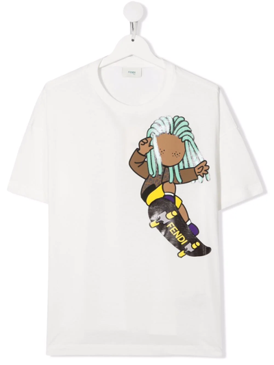 Shop Fendi Teen Graphic T-shirt In White