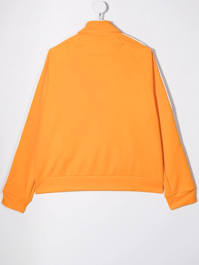 Shop Fendi Teen Ff-embossed Zip-up Top In Orange