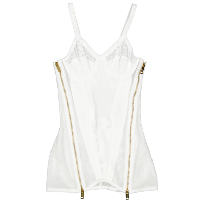 Shop Burberry Optic White Lace Corset Top