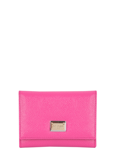 Shop Dolce & Gabbana Dauphine Leather Wallet In Fuchsia