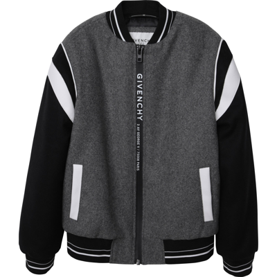 Givenchy Colour Block Stripe Detail Bomber Jacket In Grey