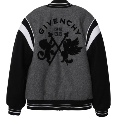 Givenchy Colour Block Stripe Detail Bomber Jacket In Grey