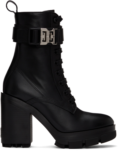 Shop Givenchy Black Terra Heel Combat Boots In 001 Black