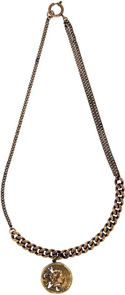 Shop Acne Studios Gold Agnetta Coin Necklace In Byk Antique Gold