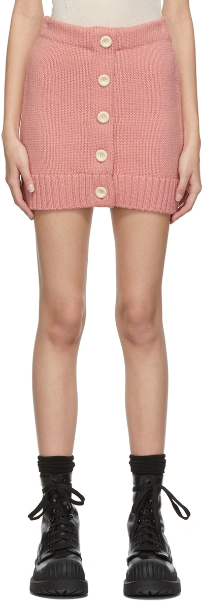 Shop Acne Studios Pink Textured Wool Short Skirt In Ad4 Light Pink
