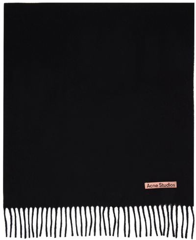 Shop Acne Studios Black Wool Fringed Scarf In 900 Black
