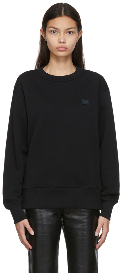 Shop Acne Studios Black French Terry Logo Sweatshirt In 900 Black