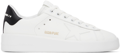 Shop Golden Goose White Purestar Leather Sneakers In 10283 White/black