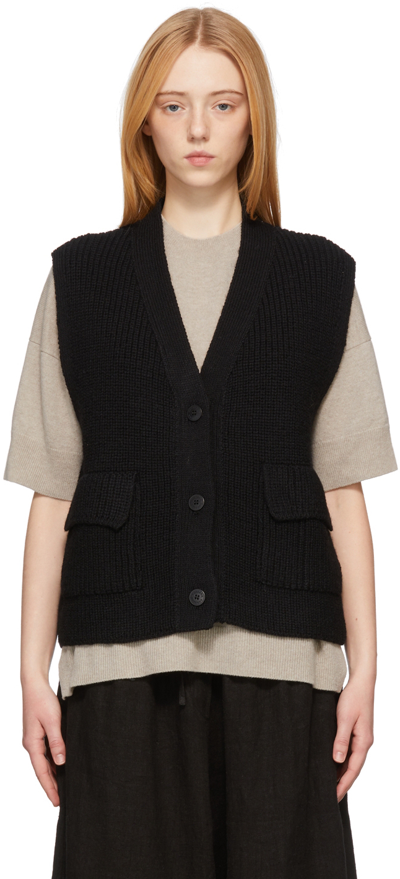 Shop Cordera Black Wool Waistcoat Vest