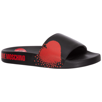 Shop Love Moschino Women's Slippers Sandals In Black