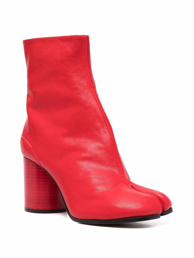 Shop Maison Margiela Women's Red Leather Ankle Boots