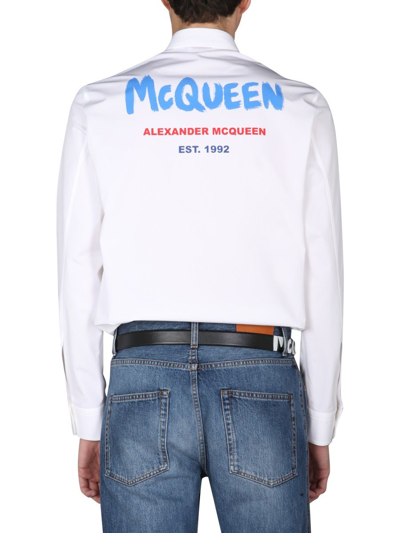 Shop Alexander Mcqueen Men's White Cotton Shirt