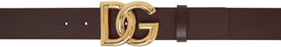 Shop Dolce & Gabbana Brown 'dg' Buckle Belt In 8b421 Moro/oro