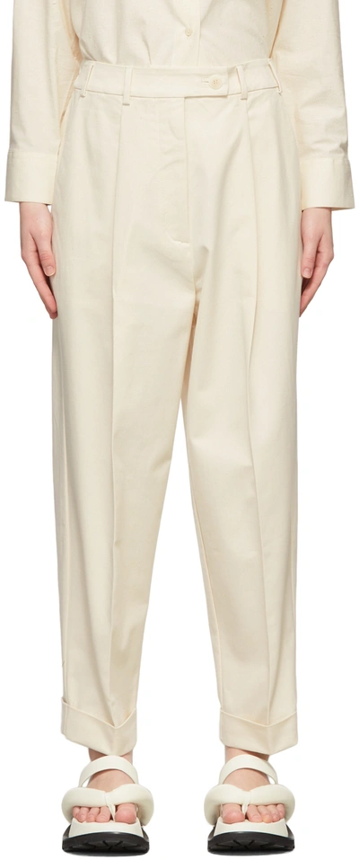 Shop Cordera Off-white Masculine Trousers In Ecru