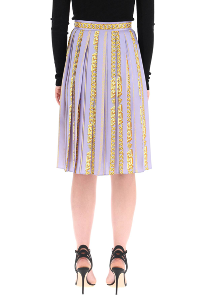 Shop Versace Chain Pleated Skirt In Mixed Colours