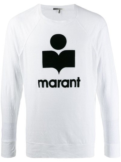 Shop Isabel Marant Logo Print T-shirt In Bianco
